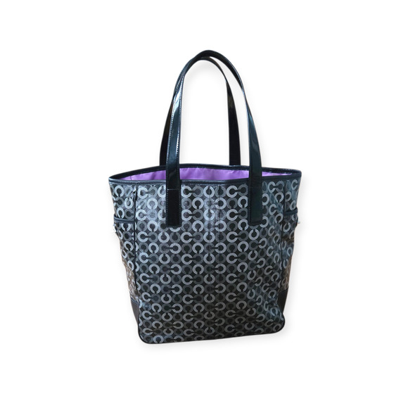 Coach Waverly Vinage Dot OP Art Coated Canvas Tote Bag Rare - Picture 2 of 8